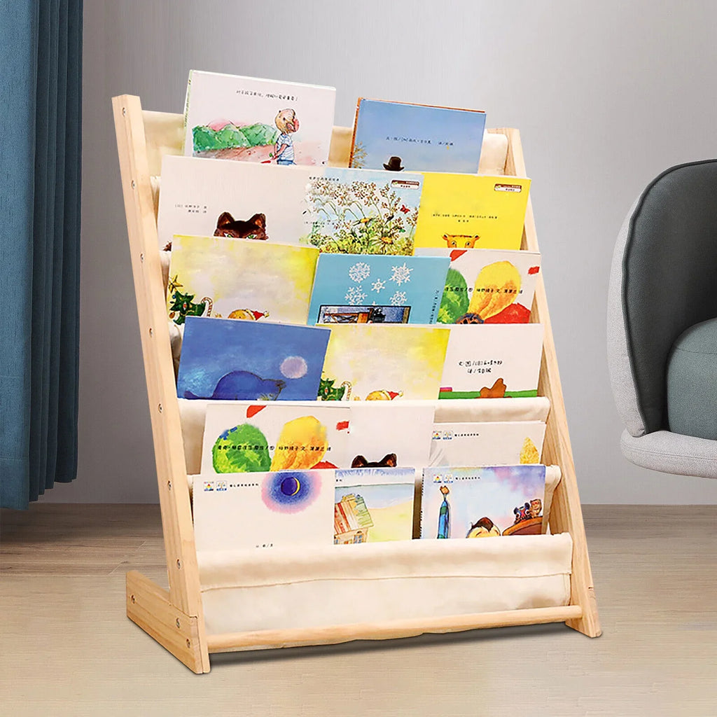 Wooden Bookcase Children Kids Book Shelf Storage Rack Tidy Organizer HOT 6 Tiers