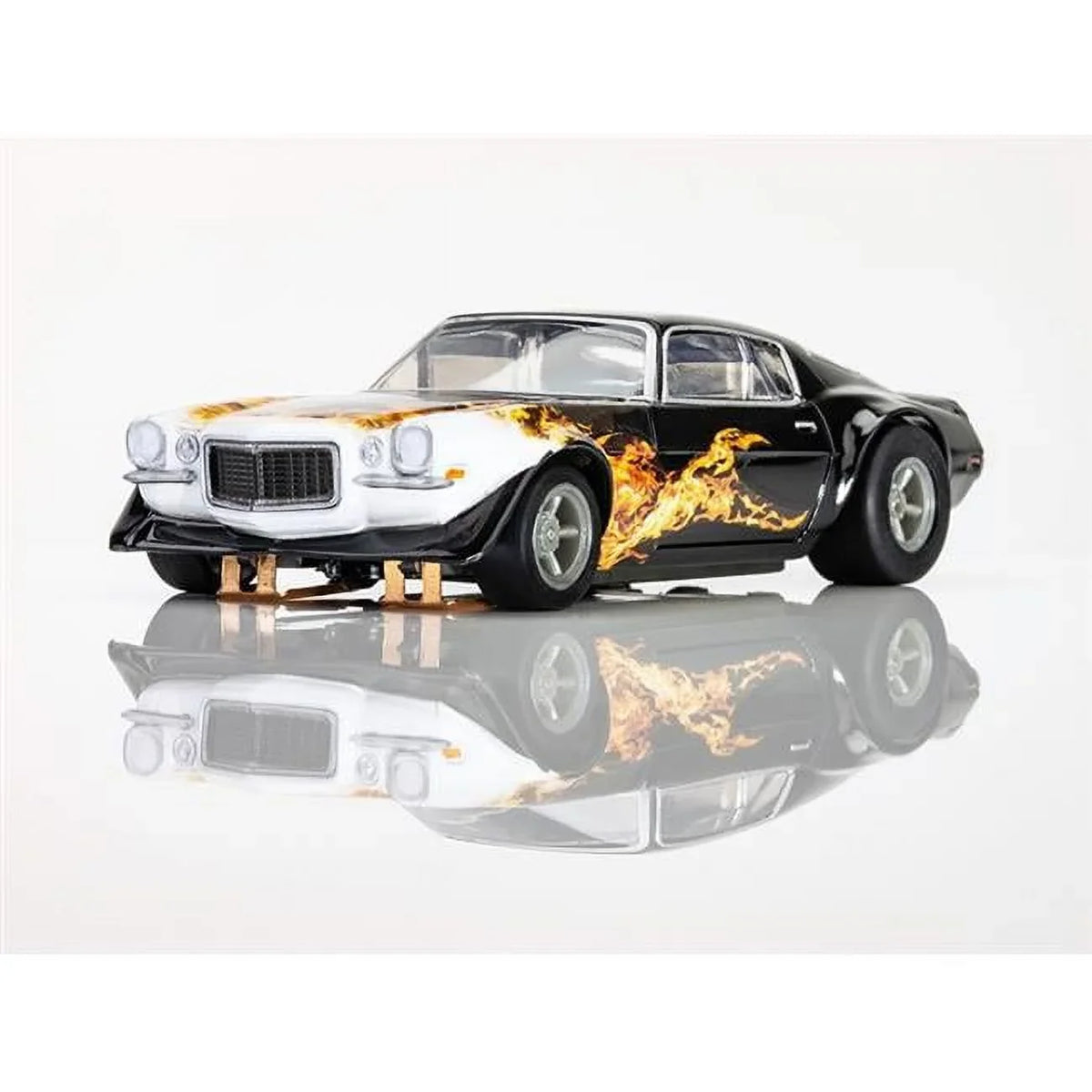 Stylish AFX Mega-G+ 1970 Camaro Wildfire Black Yellow and Orange HO Slot Car