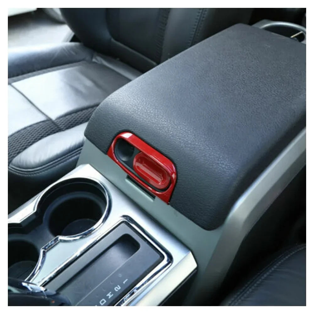 Stylish Teledu Red Center Console Armrest Box Switch Cover Trim Accessories F150