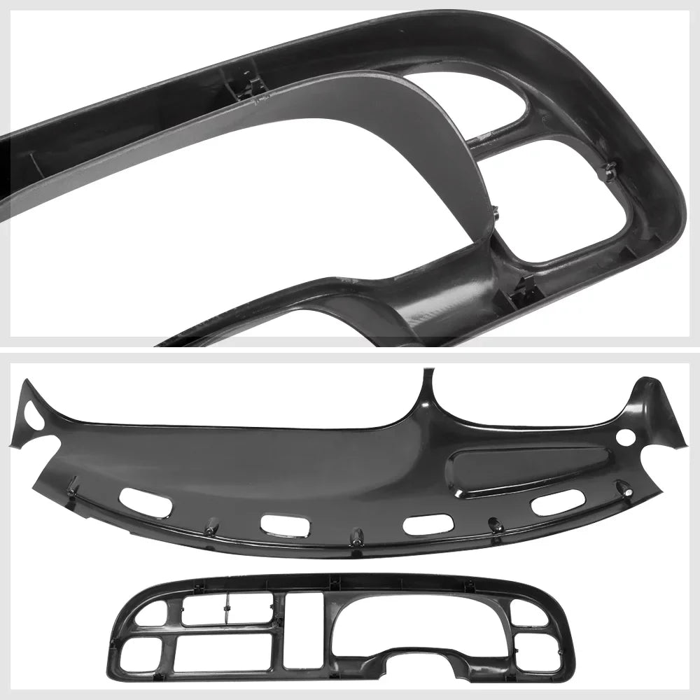 Grey Dash Board Cap Cover Bezel Overlay+Instrument Bezel Kit for 98-02 Dodge Ram Fits select: 1998-2001 DODGE RAM 1500, 1998-2002 DODGE RAM 2500
