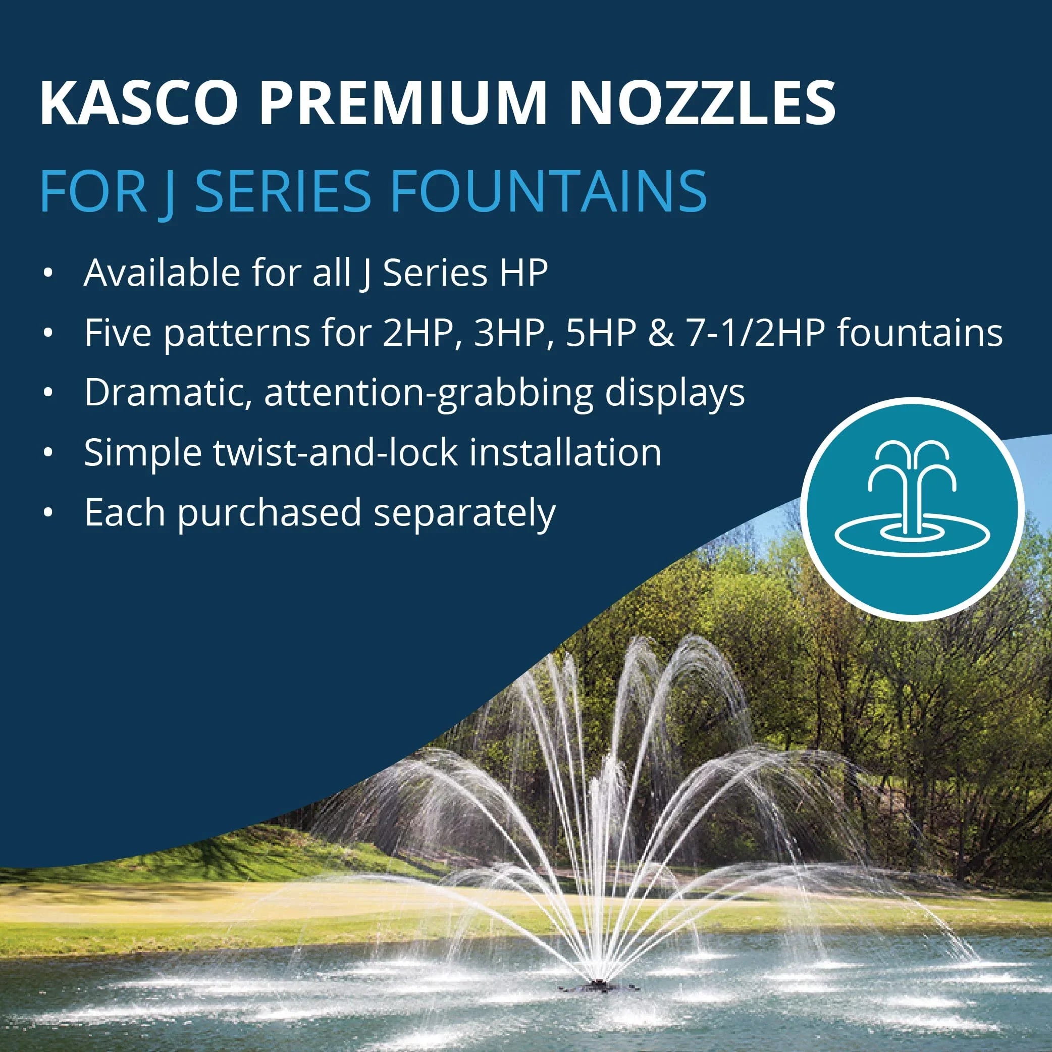 Kasco J Series 2 , 3 , 5 & 7-1/2 Palm Premium Fountain Nozzles Only (Fountain not Included)