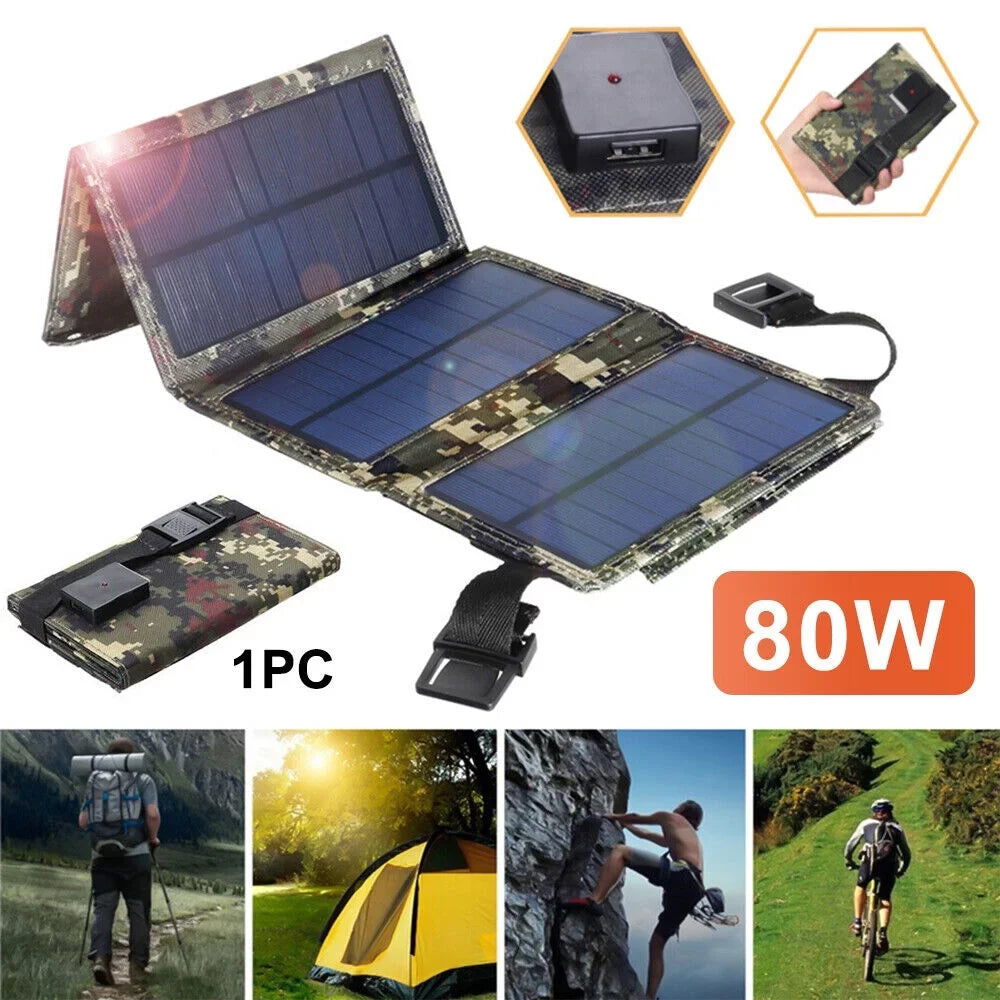 Jahy2Tech Foldable Outdoor 80W USB Solar Panel Portable Phone Charger Camping Hiking Rechargeable Battery High Quality