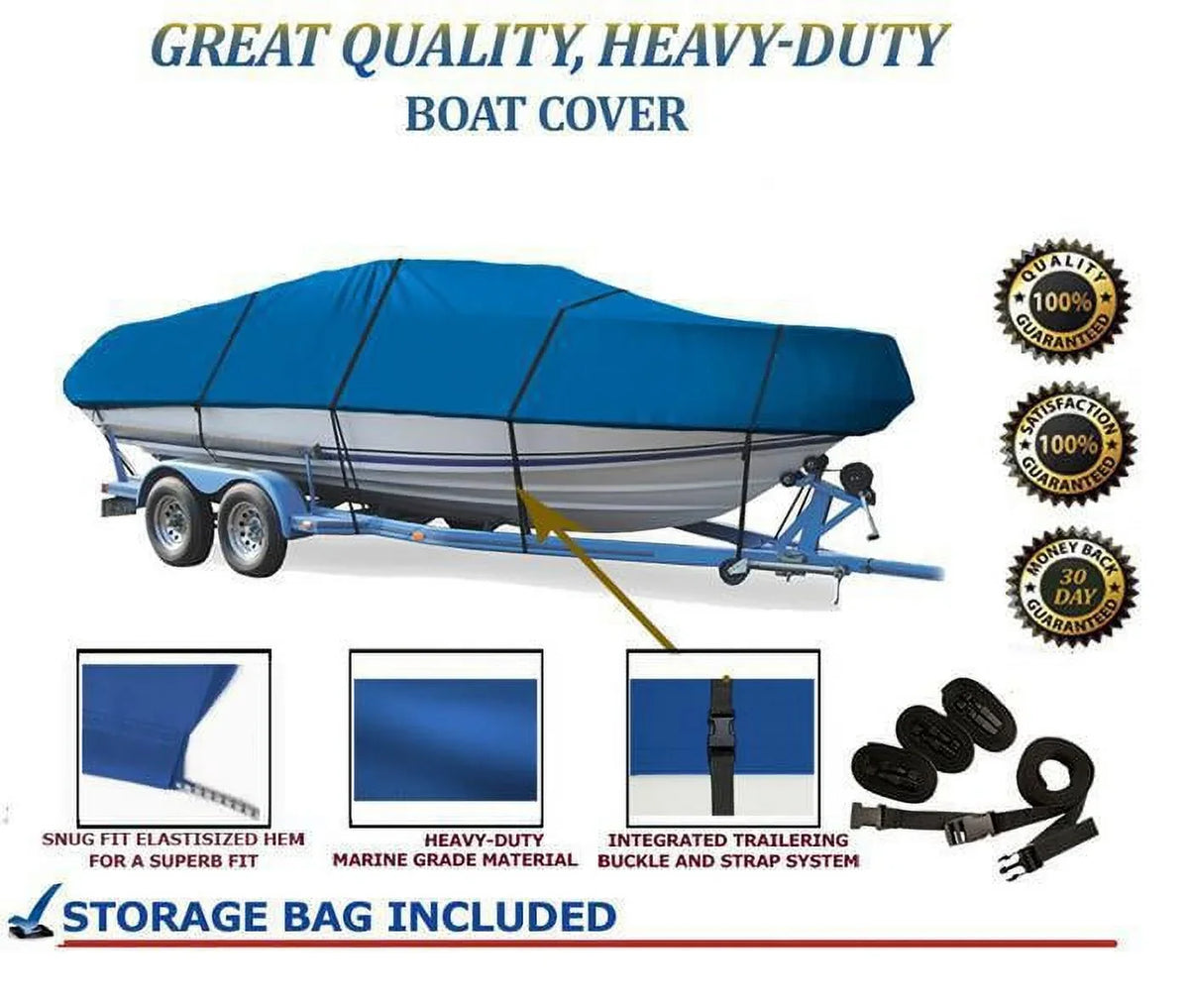 BLUE, GREAT QUALITY BOAT COVER Compatible for FOUR WINNS SUNDOWNER 195 CUDDY O/B 1993-1994