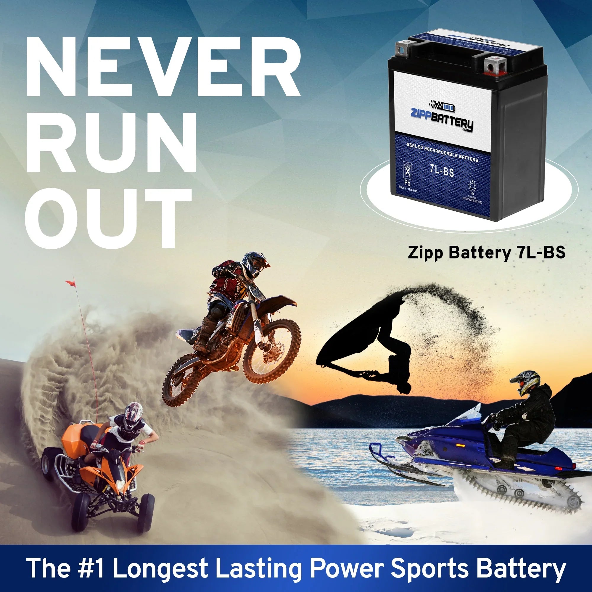 Zipp Battery YTX7L-BS (7L-BS 12 Volt,6 Ah, 75 CCA) Motorcycle Battery for Yamaha Xt225 Serow 225cc 92-'00 - Exclusive Design