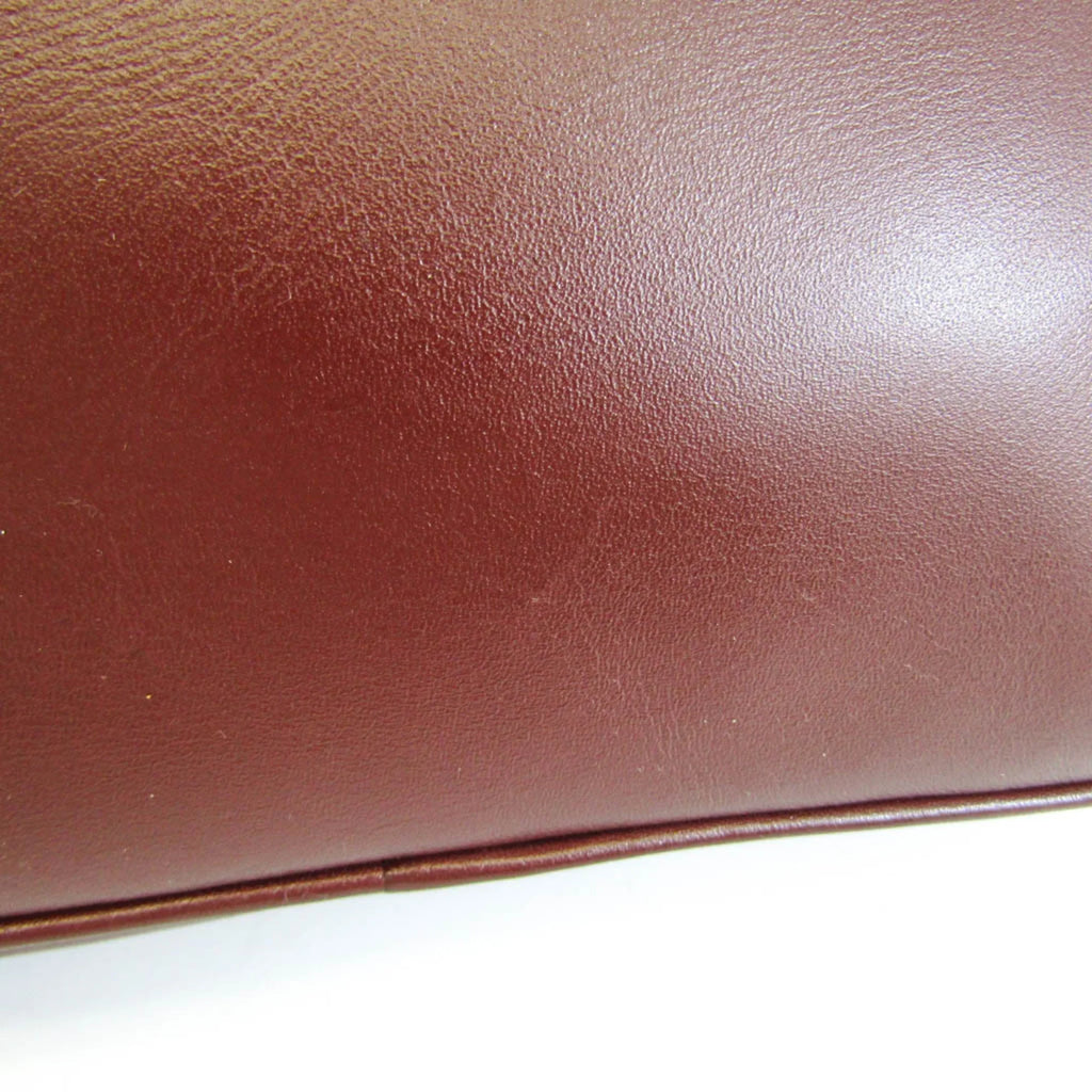 Stylish Pre-Owned Cartier Must Women's Leather Shoulder Bag Bordeaux (Good)