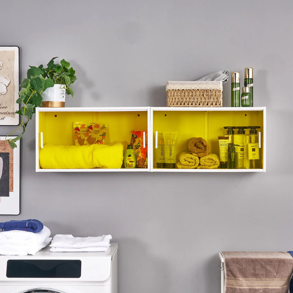 Stylish VECELO Bathroom Cabinet Wall Mounted, Multipurpose Storage Cabinet with Acrylic Sliding Doors for Bathroom Kitchen Living Room, White