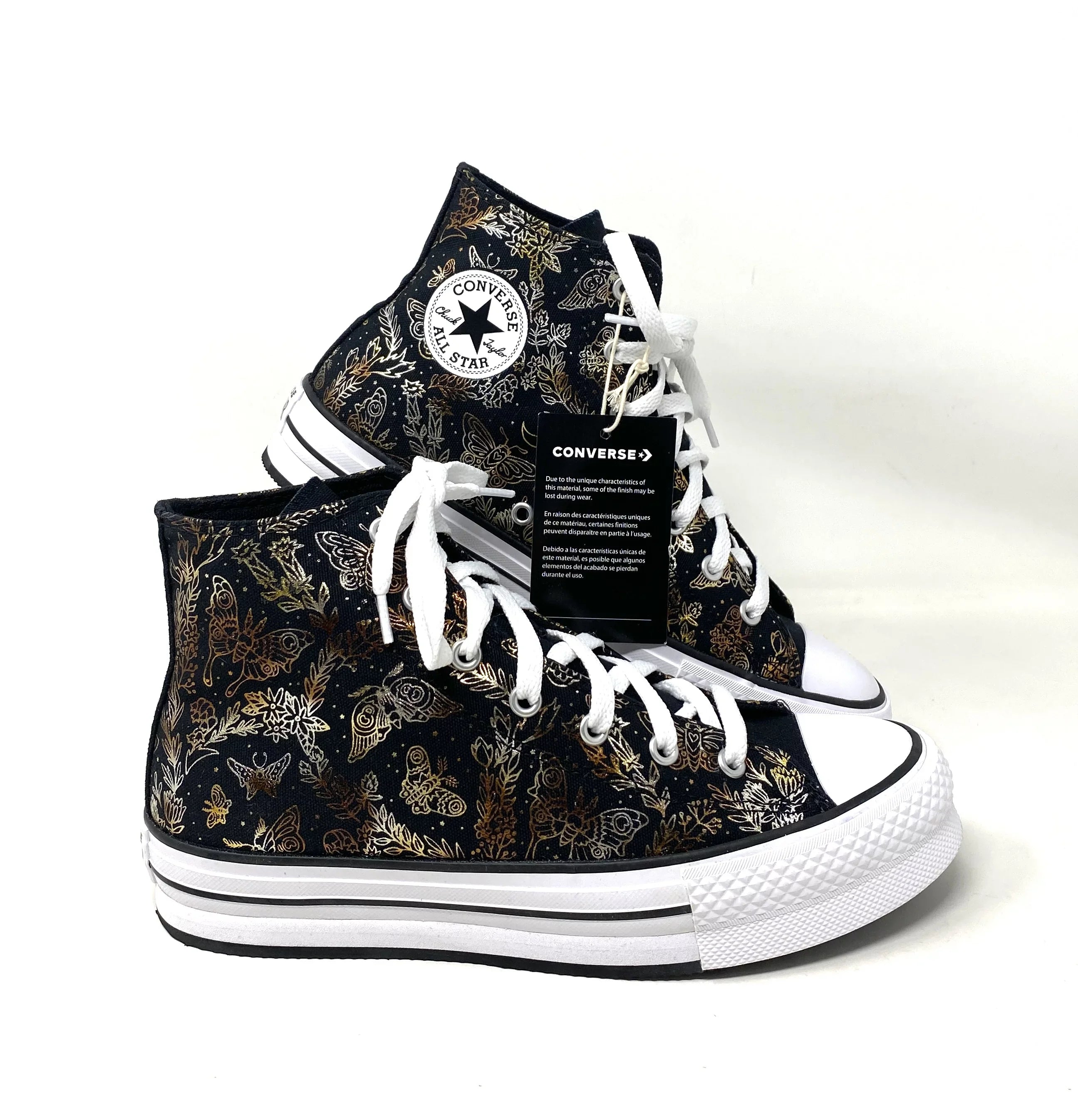 Converse CTAS Lift Platform High Top Black Women's Kids Canvas Sneakers A01511C - Exclusive Design