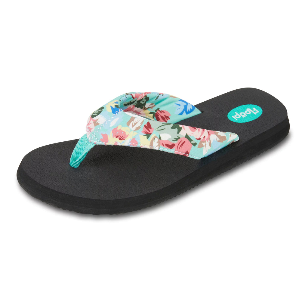 Floopi Flip Flops for Women, Floral Sandals, Casual Flat Yoga Mat Thong Womenâs Sandals, Ladies Beach Sandals with Indoor & Outdoor Anti-Skid Soles.