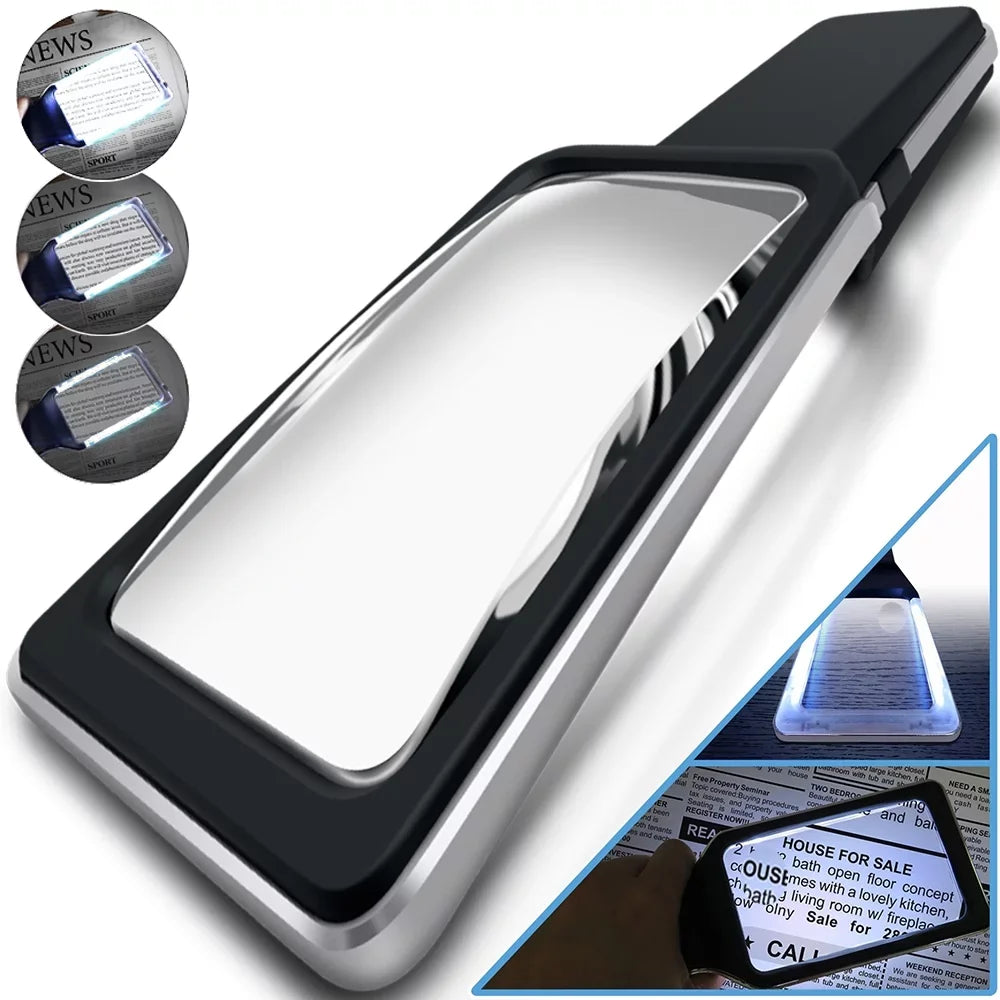 Stylish 4X Large Magnifying Glass with [10 Anti-Glare & Fully Dimmable LEDs]-Evenly Lit Viewing Area-The Best Lighted Magnifier for Reading Small Fonts, Low Vision Seniors, Macular Degeneration