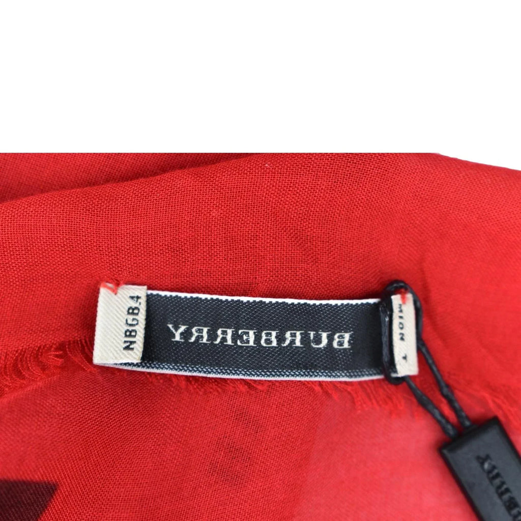 Stylish BURBERRY Leopard Print Multicolor Scarf Red