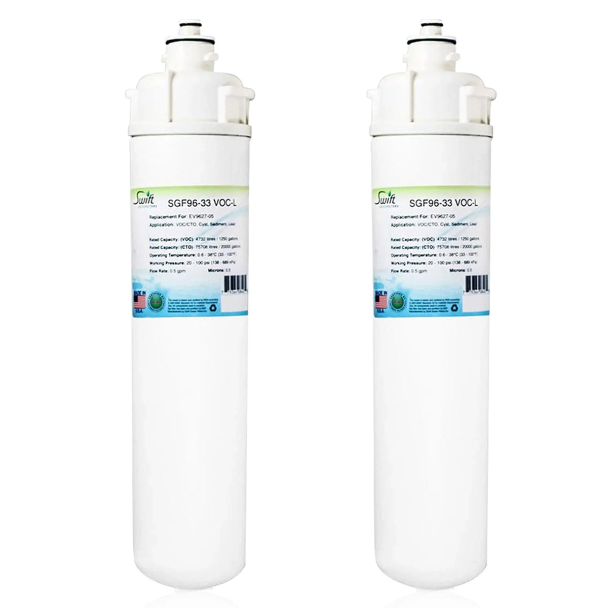 Stylish Swift Green Filters SGF-96-33 VOC-L Compatible Commercial Water Filter for EV9627-05, Made in USA (Pack of 2)