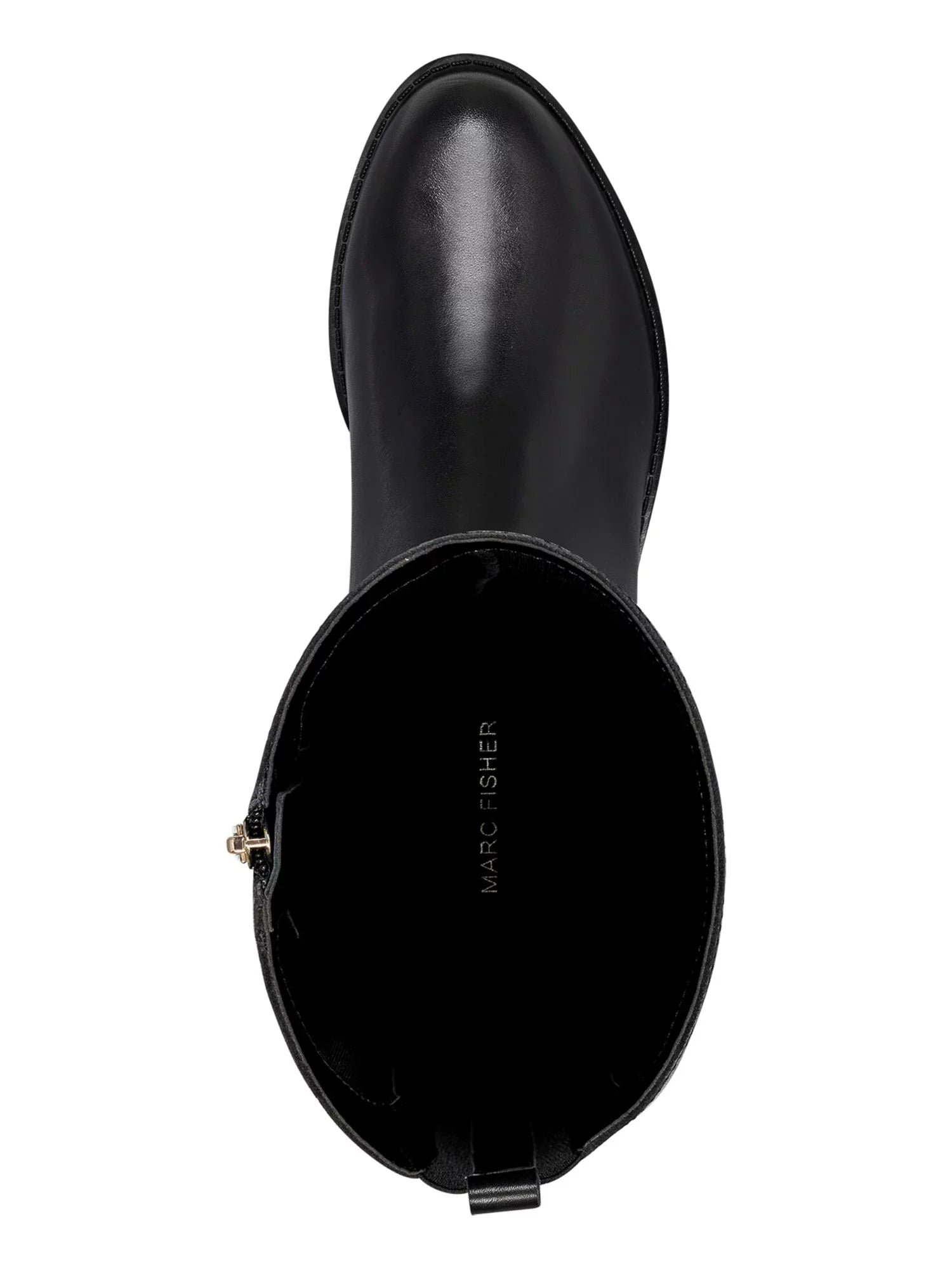 Stylish MARC FISHER Womens Black Flex Gore Back Accents Studded Cushioned Slip Resistant Water Resistant Secalm Round Toe Block Heel Zip-Up Riding Boot 6.5 M