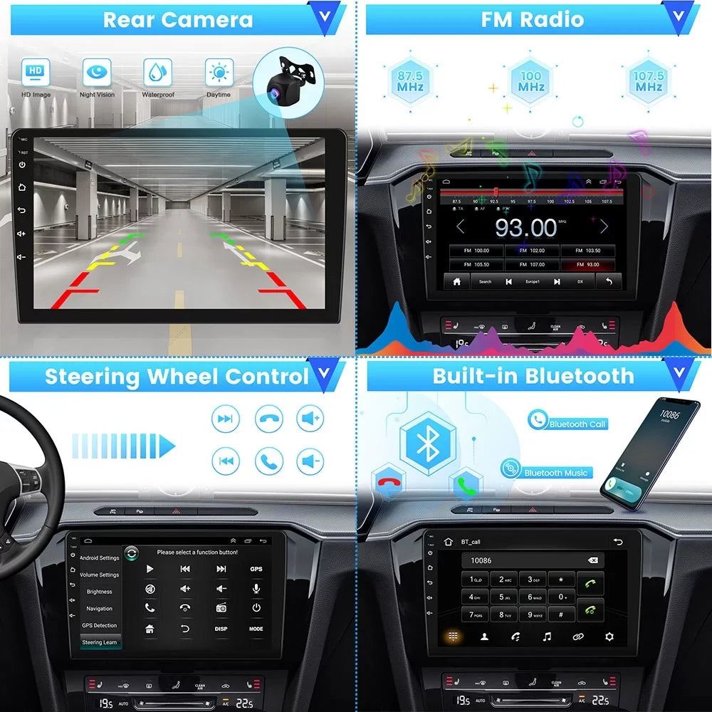 Podofo 2+64G for Honda Civic 2006-2011 Wireless Carplay Android Auto Mirror Link 10'' Touchscreen Car Stereo Radio Android 13 HD 1080P WIFI GPS Hifi FM Bluetooth, AHD Backup Camera - Exclusive Design