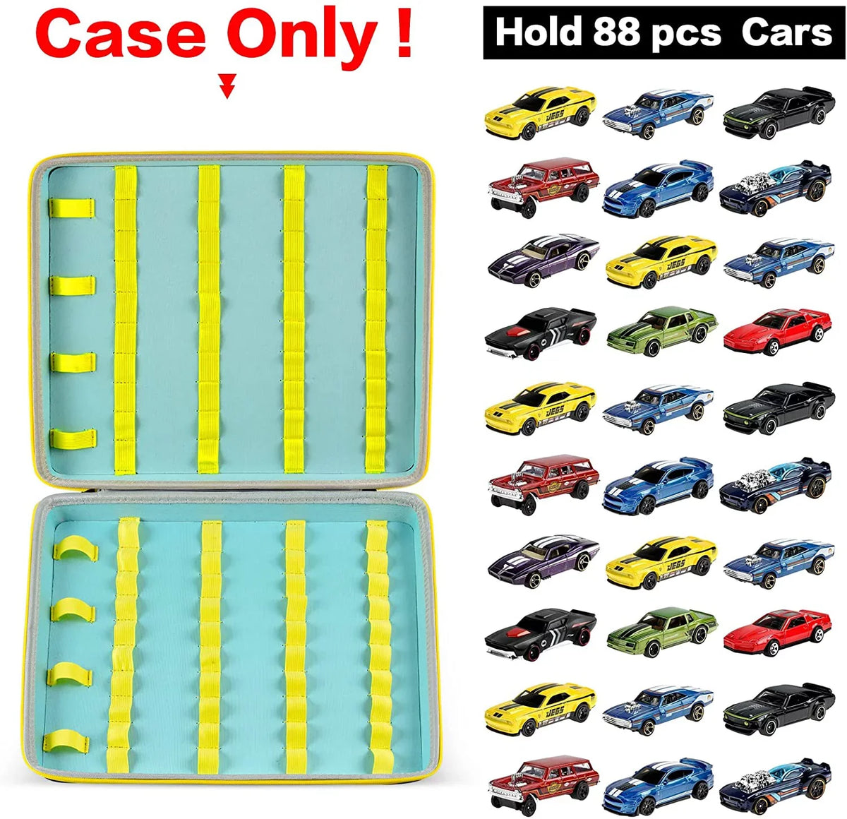 Stylish Toy Storage Organizer Case, 88 Car Display Carrying Container Holder (Box Only)