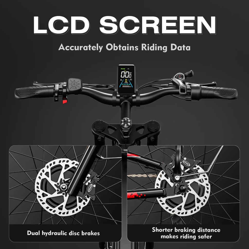 Adult Electric Bike 1500W Electric Bike, 52V 21Ah Removable Battery 26 Inch Fat Tire Off-Road Beach Mountain Electric Bike Full Suspension Dual Hydraulic Disc Brake Commuter Electric Bike 7-Speed Elec - Exclusive Design