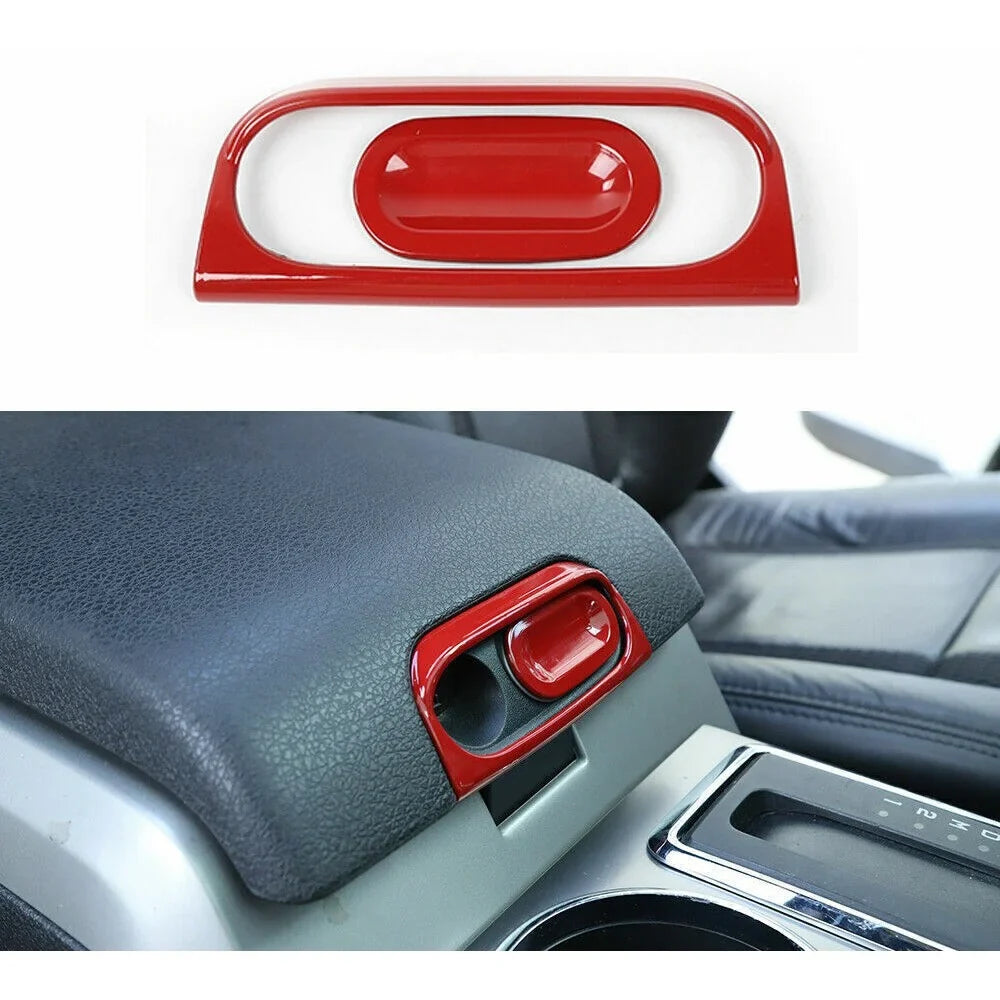 Stylish Teledu Red Center Console Armrest Box Switch Cover Trim Accessories F150