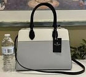Stylish Kate Spade Madison Medium Platinum Grey Colorblock Leather Satchel Bag Purse KC621