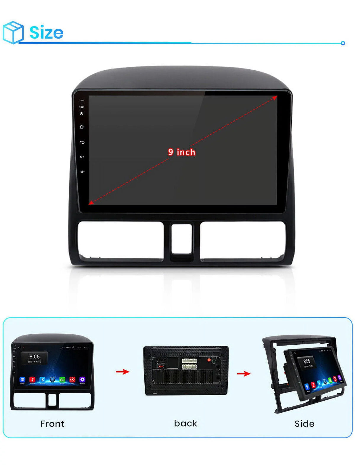 AWESAFE Carplay Car Stereo Radio for Honda CRV 2001 2002 2003 2004 2005 2006,1+32GB 9 Inch Touch Screen with Apple Android Auto GPS Navigator Bluetooth WiFi FM Radio Mirror Link