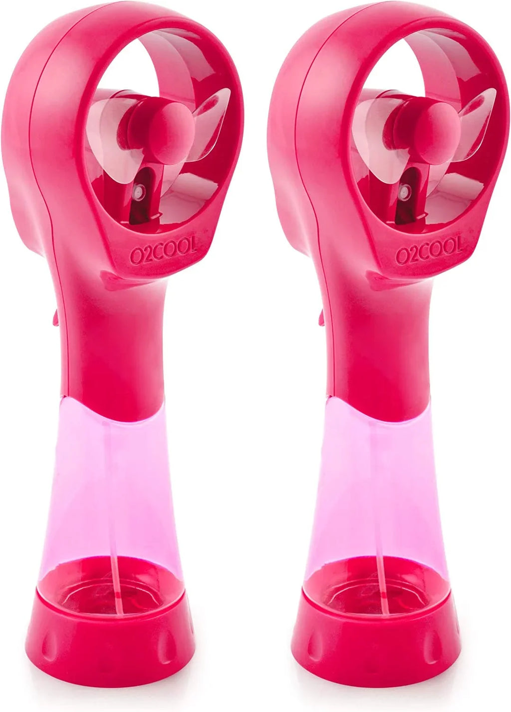 Stylish O2COOL 3.5 inch Elite Battery Powered handheld Misting Fan for Personal Cooling, Pink Raspberry, 2 Pack