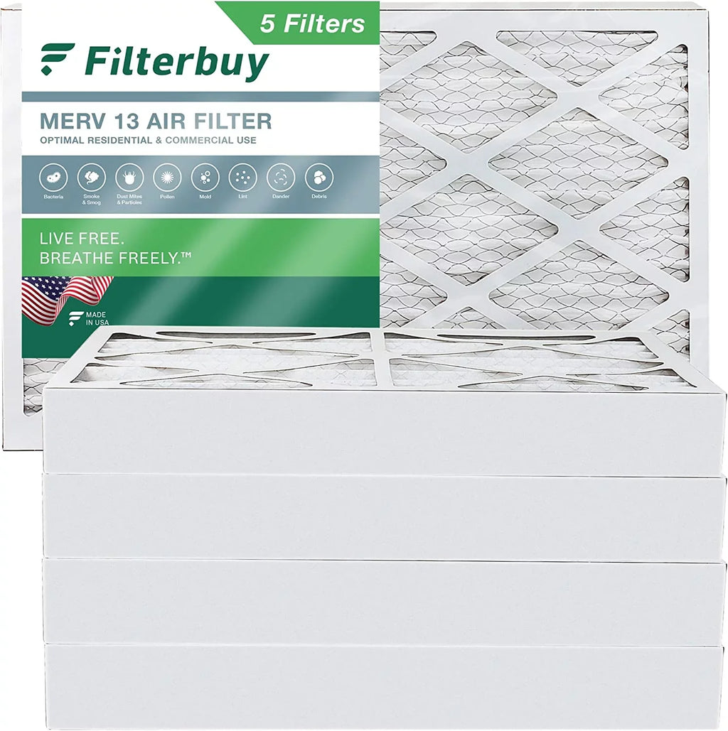 Filterbuy 16x30x4 MERV 13 Pleated HVAC AC Furnace Air Filters (5-Pack)