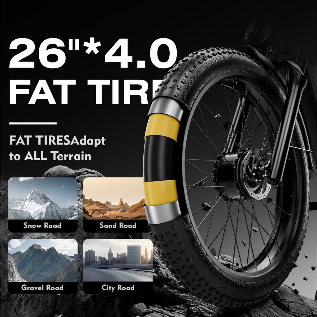 Adult Electric Bike 1500W Electric Bike, 52V 21Ah Removable Battery 26 Inch Fat Tire Off-Road Beach Mountain Electric Bike Full Suspension Dual Hydraulic Disc Brake Commuter Electric Bike 7-Speed Elec - Exclusive Design