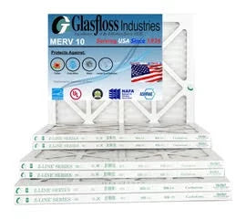 Stylish Glasfloss 24x28x1 - MERV 10 -Qty:12 - Furnace Air Filter - Made in USA (Actual Size: 23.5 x 27.5x7/8 inch)