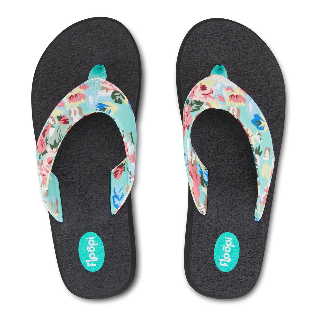 Floopi Flip Flops for Women, Floral Sandals, Casual Flat Yoga Mat Thong Womenâs Sandals, Ladies Beach Sandals with Indoor & Outdoor Anti-Skid Soles.