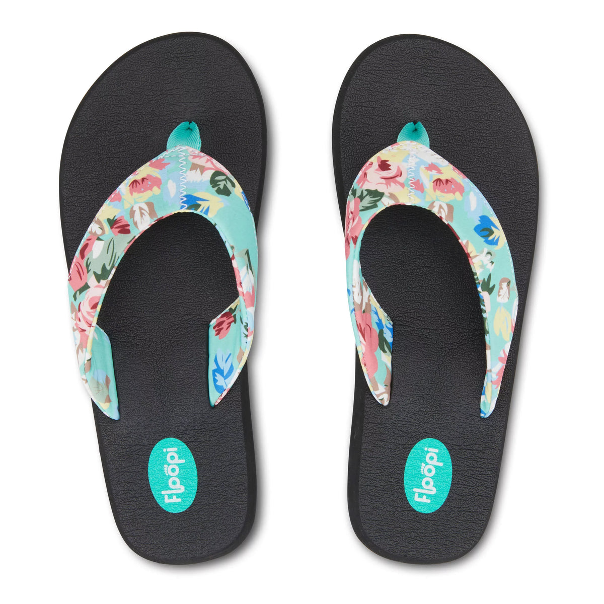 Floopi Flip Flops for Women, Floral Sandals, Casual Flat Yoga Mat Thong Womenâs Sandals, Ladies Beach Sandals with Indoor & Outdoor Anti-Skid Soles.