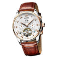 Luxury Men Chronograph Leather Strap Watch Luxury Waterproof Calendar Watch Brown - Exclusive Design