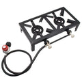 Htovila Propane Gas Double Cast Iron Stove for Patio Camping BBQ Cooking (Standard), Furnace for Excursions - Exclusive Design