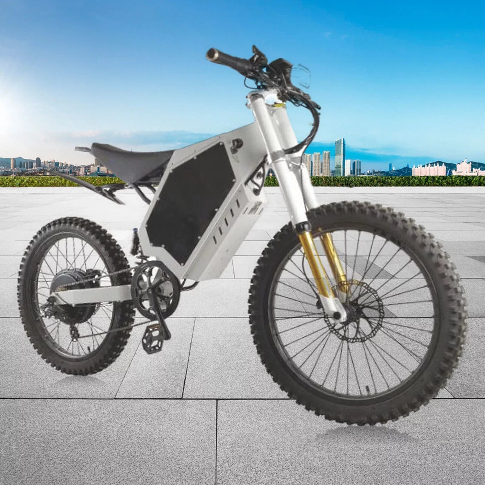 Stylish Miumaeov Electric Bicycle Iron Frame Adjustable For 20" or 26" Stealth Bomber E-Bikes(White)
