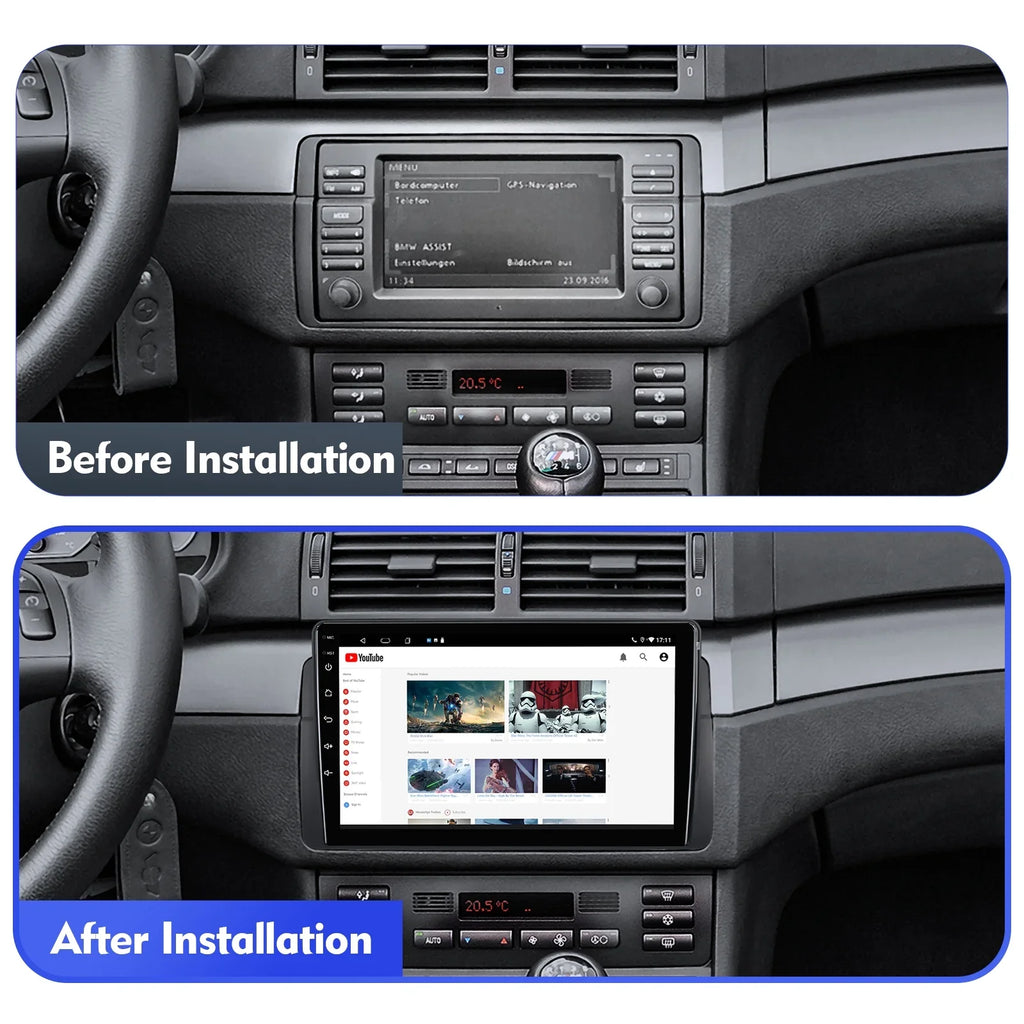 Stylish 6+128G 9-inch Android 12 Double Din Car Stereo for BMW E46/M3/318/320/325/Rover 75/MG ZT Touchscreen Screen QLED Car Radio with Carplay Android Auto SWC Support Backup Camera