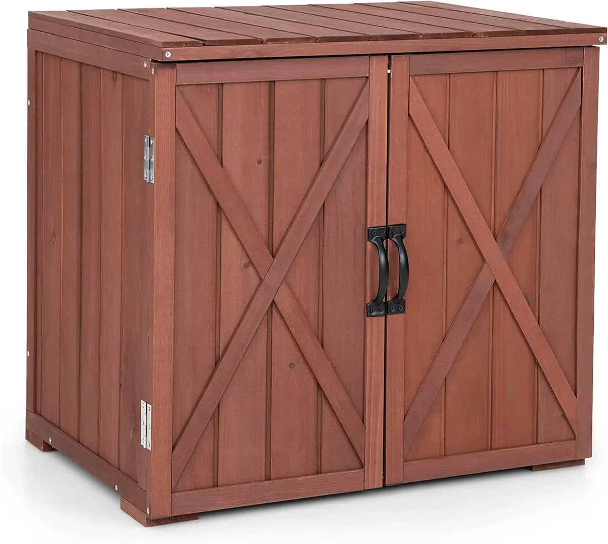 30" Outdoor Storage Box, Wooden Storage Deck Box W/Spacious Inner Space & Countertop, Tool Storage Cabinet for Backyard Garden Porch, Easy Assembly, 30" x 22" x 28.5" (Brown) - Exclusive Design
