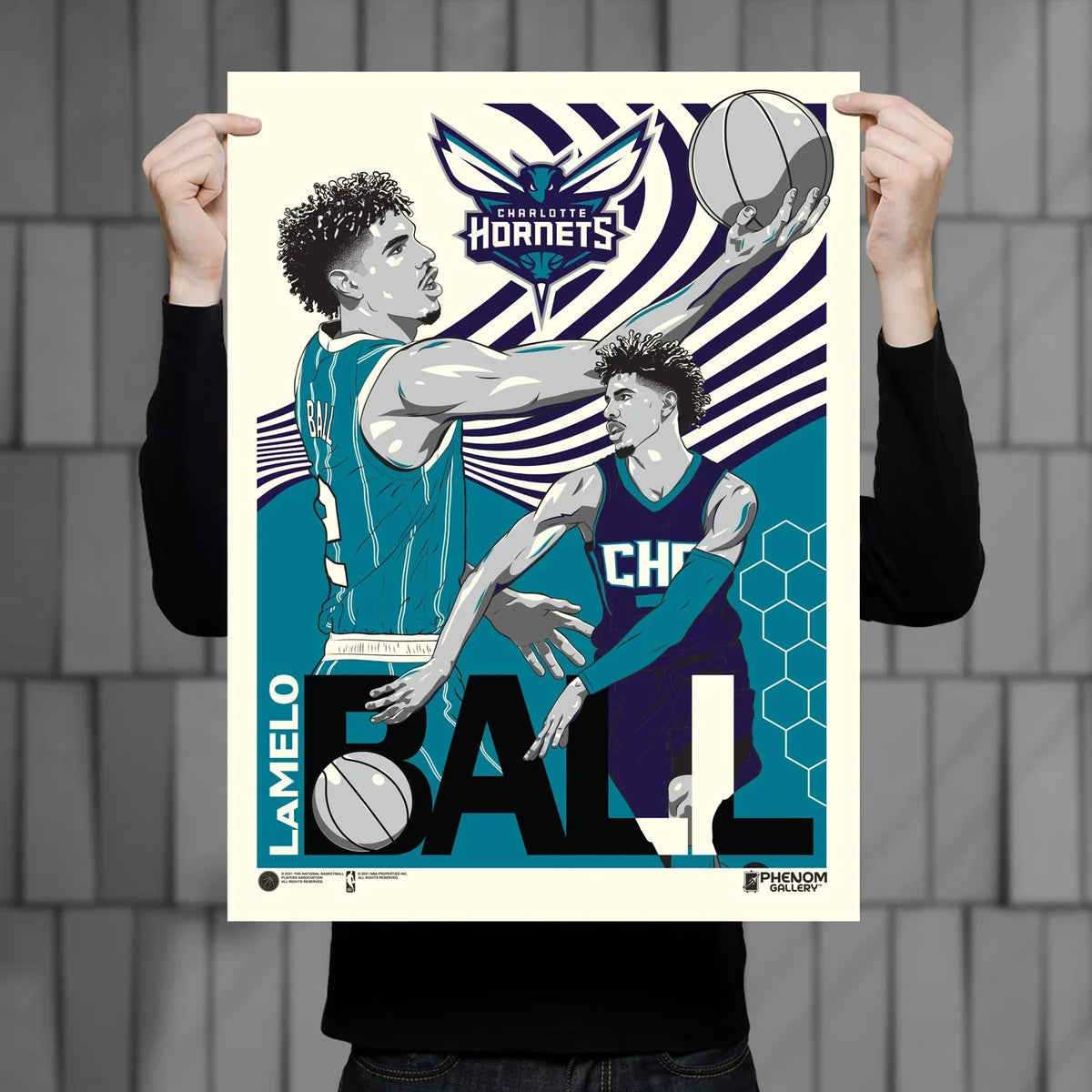 Phenom Gallery LaMelo Ball Charlotte Hornets 18'' x 24'' Serigraph - Exclusive Design