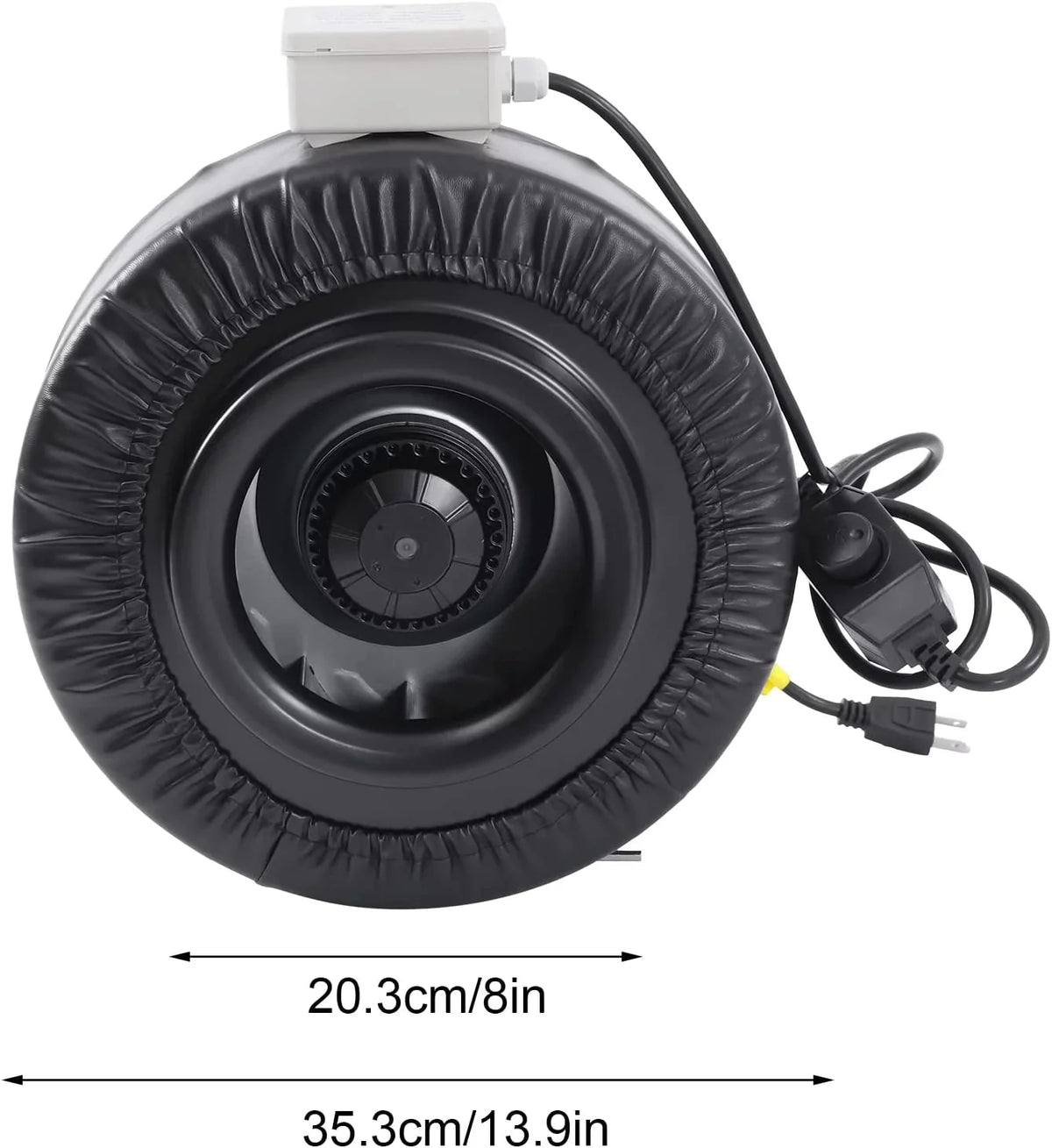 FETCOI Grow Tent Fan 8 Inch Inline Fan Industrial Grade Duct Exhaust Fan Combinable with HEPA Filter & Carbon Filter Powerful Booster Fanwith Speed Controller - Exclusive Design