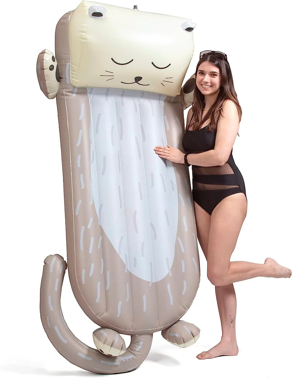 Stylish Aquamazing Inflatable Otter Pool Float w/Headrest- Cute Swimming Lounger Chair for Kids & Adults- Measures 64â x 26â - Perfect for Summer