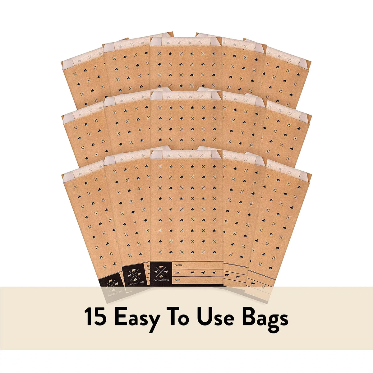 Stylish Formaticum Cheese Storage Bags, Keep Charcuterie Fresh, Wax Paper Bags, 75 Count
