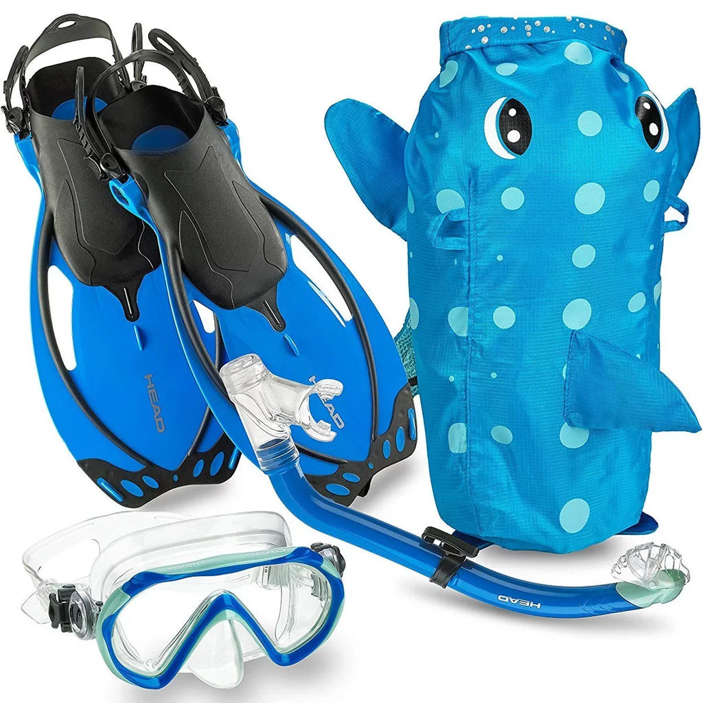 HEAD 480315SFSQULXL Premium Youth Sea Pals Snorkel Mask & Fins Set, Purple, LXL - Exclusive Design
