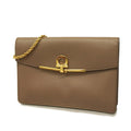 Stylish Pre-Owned Salvatore Ferragamo Shoulder Bag Gancini Leather Brown Women's (Good)