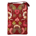 Stylish Ruby Bloom Floral Club Bag Beaded Phone Crossbody, Red Multi