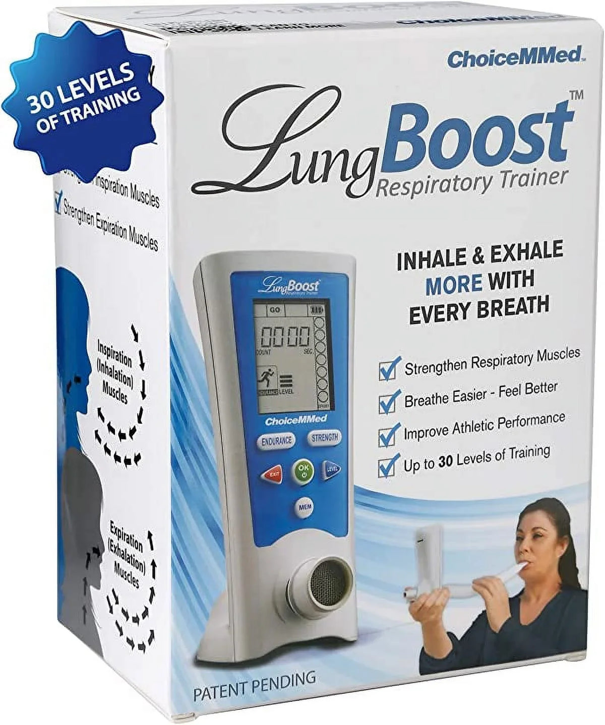 CHOICEMMED Lung Boost Electronic Smart Lung Exerciser - Lung Strengthener for Improving Lung Capacity - Replacement for Altitude Mask, Breathing Bag - Underwater Exploration and Instrument Breathe Trainer