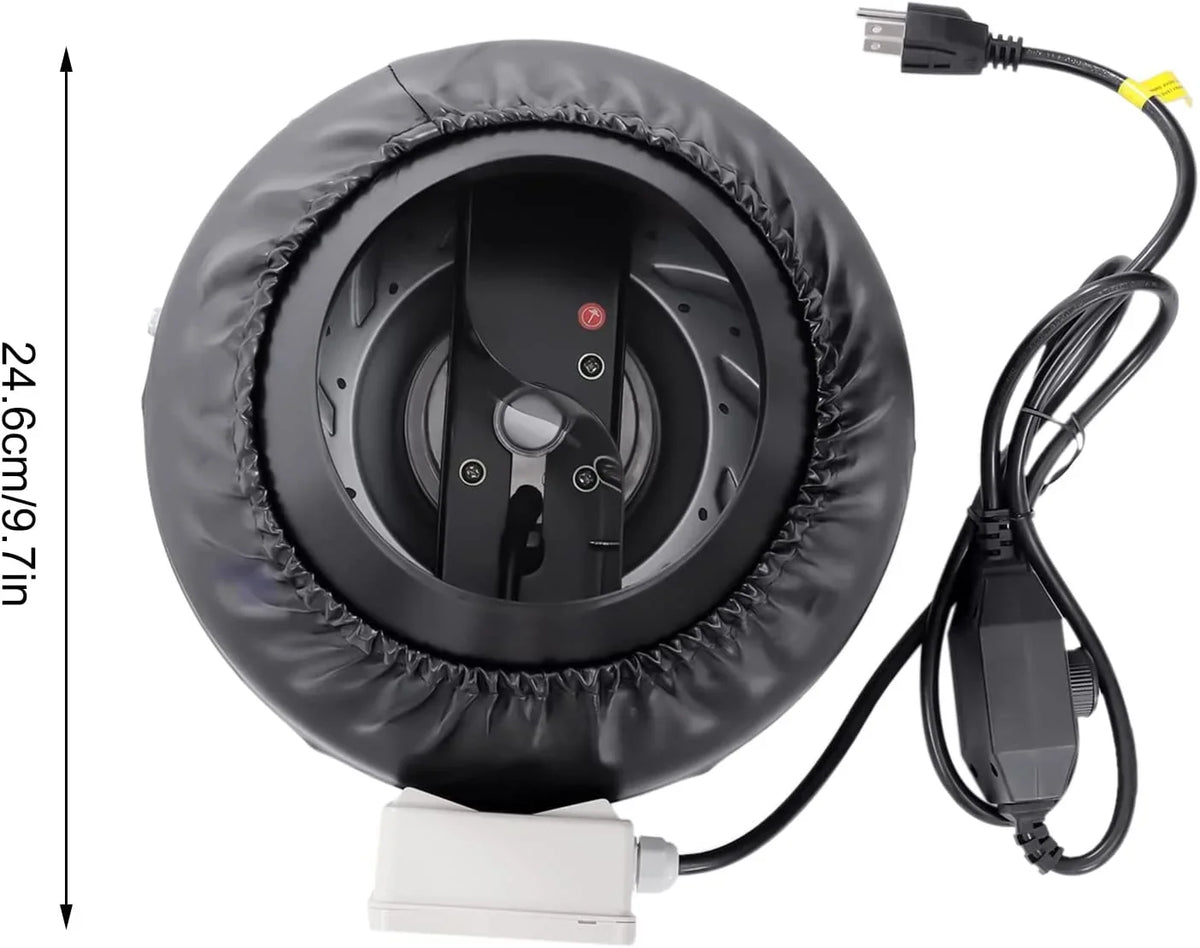 FETCOI Grow Tent Fan 8 Inch Inline Fan Industrial Grade Duct Exhaust Fan Combinable with HEPA Filter & Carbon Filter Powerful Booster Fanwith Speed Controller - Exclusive Design