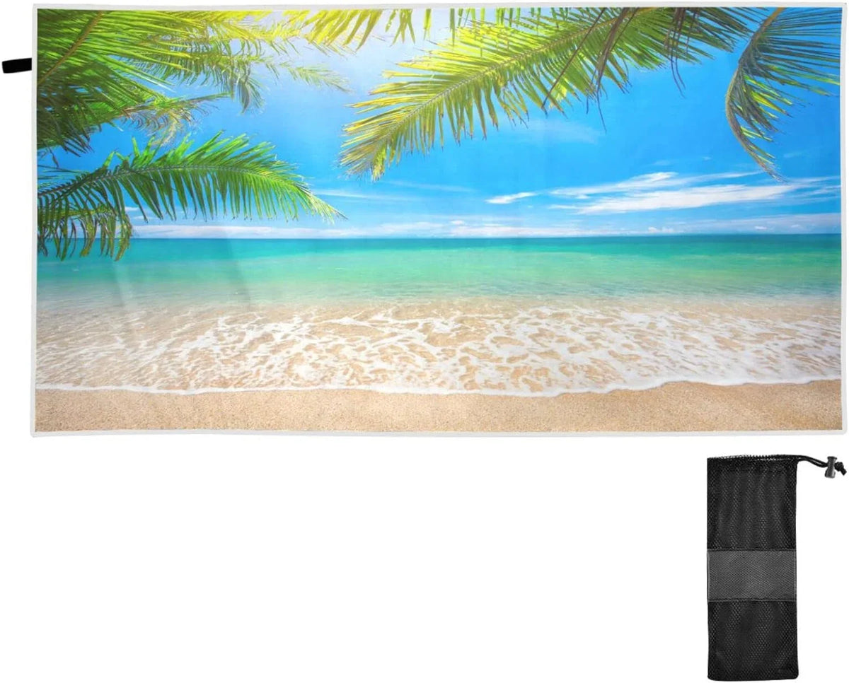Bestwell Summer Tropical Palm Beach Beach Towel Oversized Towel Blanket, Thin Lampweight Microfiber Sand Free Quick Dry Towel, 30âX60â Multipurpose Pool Bath Yoga Swim Shower Towel