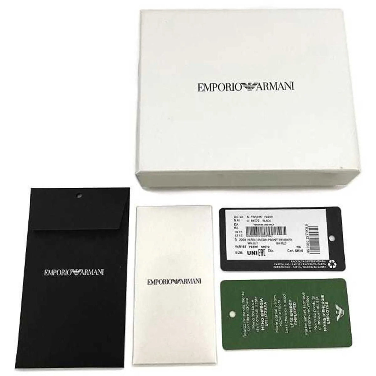 Pre-Owned Emporio Armani folio wallet black white Y4R165 leather EMPORIO ARMANI men's (Like New) - Exclusive Design