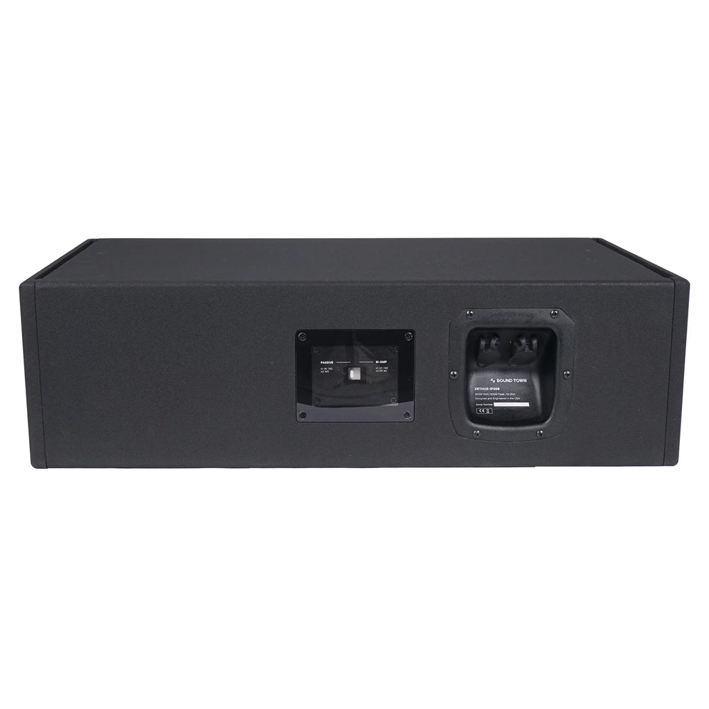 Sound Town All-Weather 4 x Dual 8â Water-Resistant Passive Line Array System with 3â Titanium Compression Drivers, Full Range/Bi-amp Switchable, Black (ZETHUS-IP208X4)