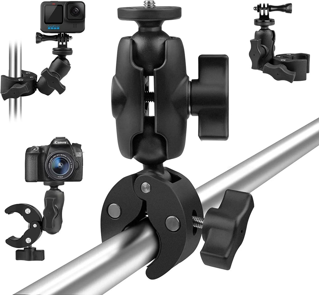 Taisioner Super Camera Clamp Mount Double Socket Arm 1/4"-20 Ball Head Adapter Gopro Accessories for GoPro AKASO DJI