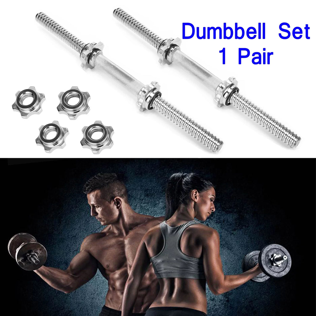 Stylish SAYFUT 17.77''/ 45cm Threaded Dumbbell Handles/ Adjustable Dumbbell Bar Handles - Fit 1 inch Standard Weight Plate - Weightlifting Accessories, Hex nut