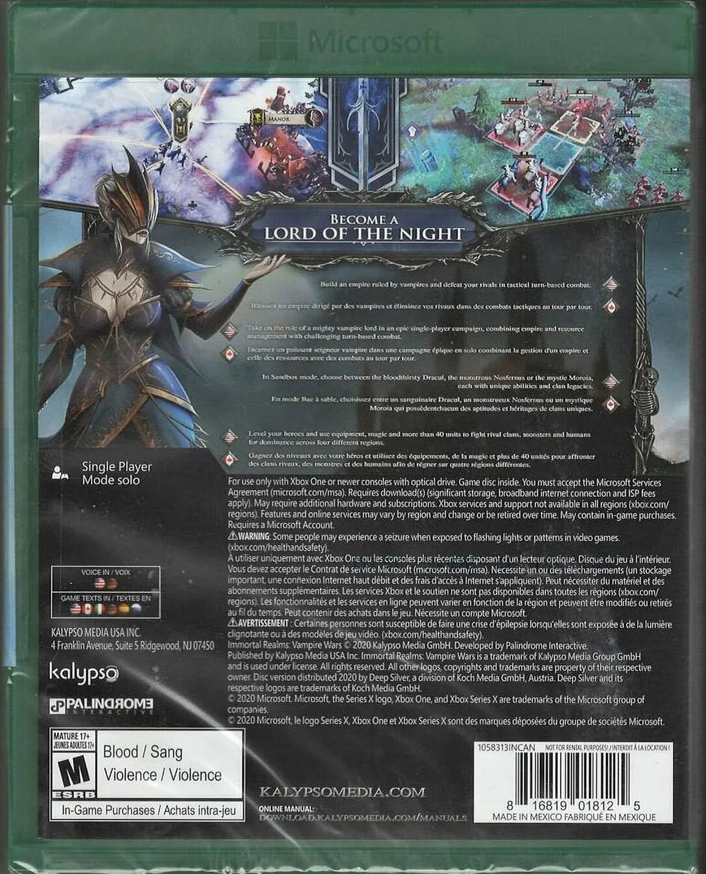 Stylish Immortal Realms: Vampire Wars Xbox One (Brand New Factory Sealed US Version) Xbo