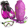 HEAD 480315SFSQULXL Premium Youth Sea Pals Snorkel Mask & Fins Set, Purple, LXL - Exclusive Design