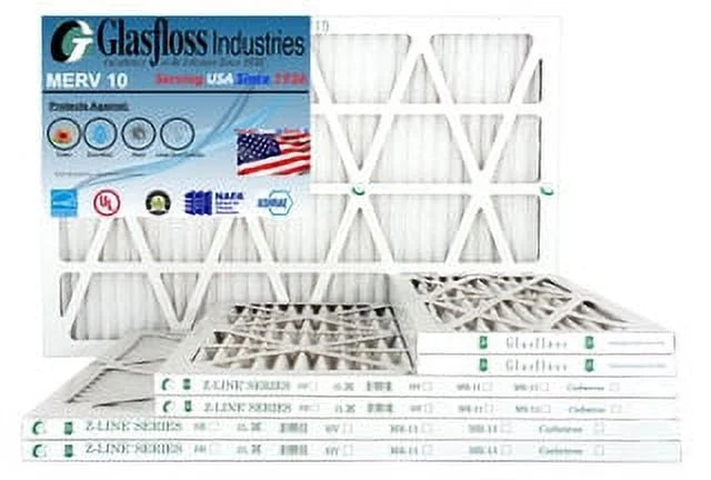 Glasfloss 12x36x1 - MERV 10 -Qty:6 - Furnace Air Filter - Made in USA (Actual Size: 11.5 x 35.5x7/8 inch) - Exclusive Design
